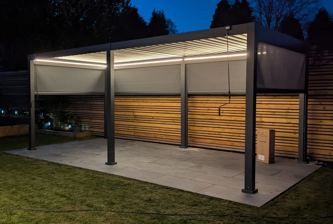 LuxShade™ 3×6m Aluminium Pergola with LEDs, Double-Layered Louvred Roof - Image 16
