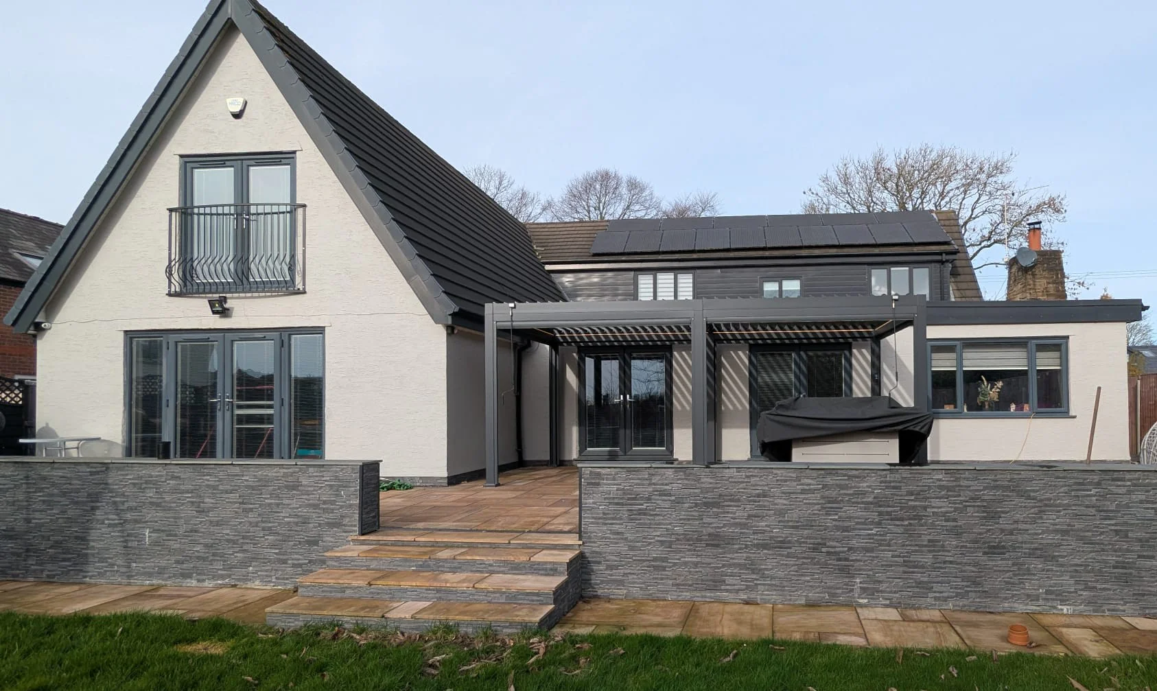 LuxShade™ 3×6m Aluminium Pergola with LEDs, Double-Layered Louvred Roof - Image 5