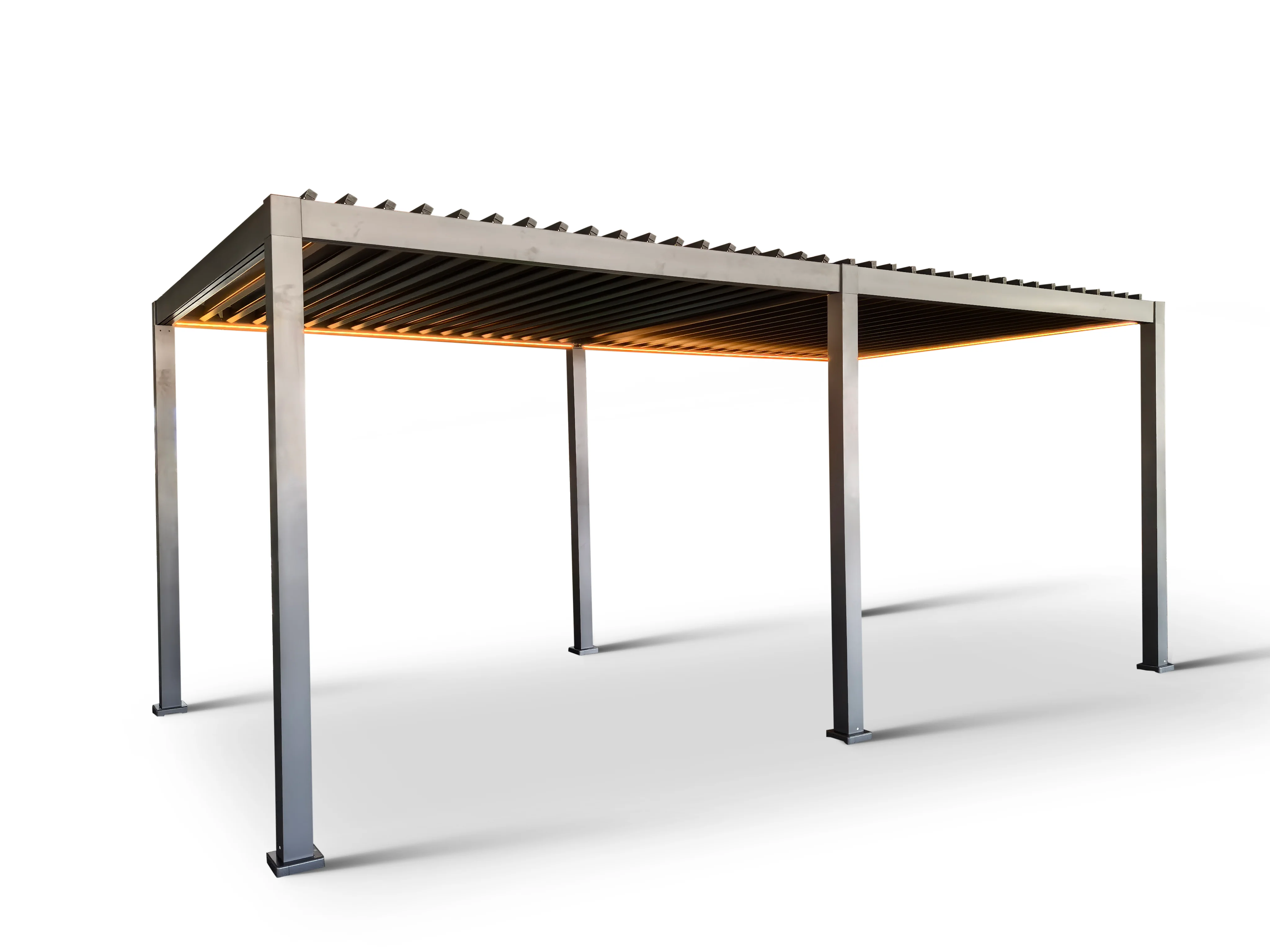 LuxShade™ 3×6m Aluminium Pergola with LEDs, Double-Layered Louvred Roof - Image 8