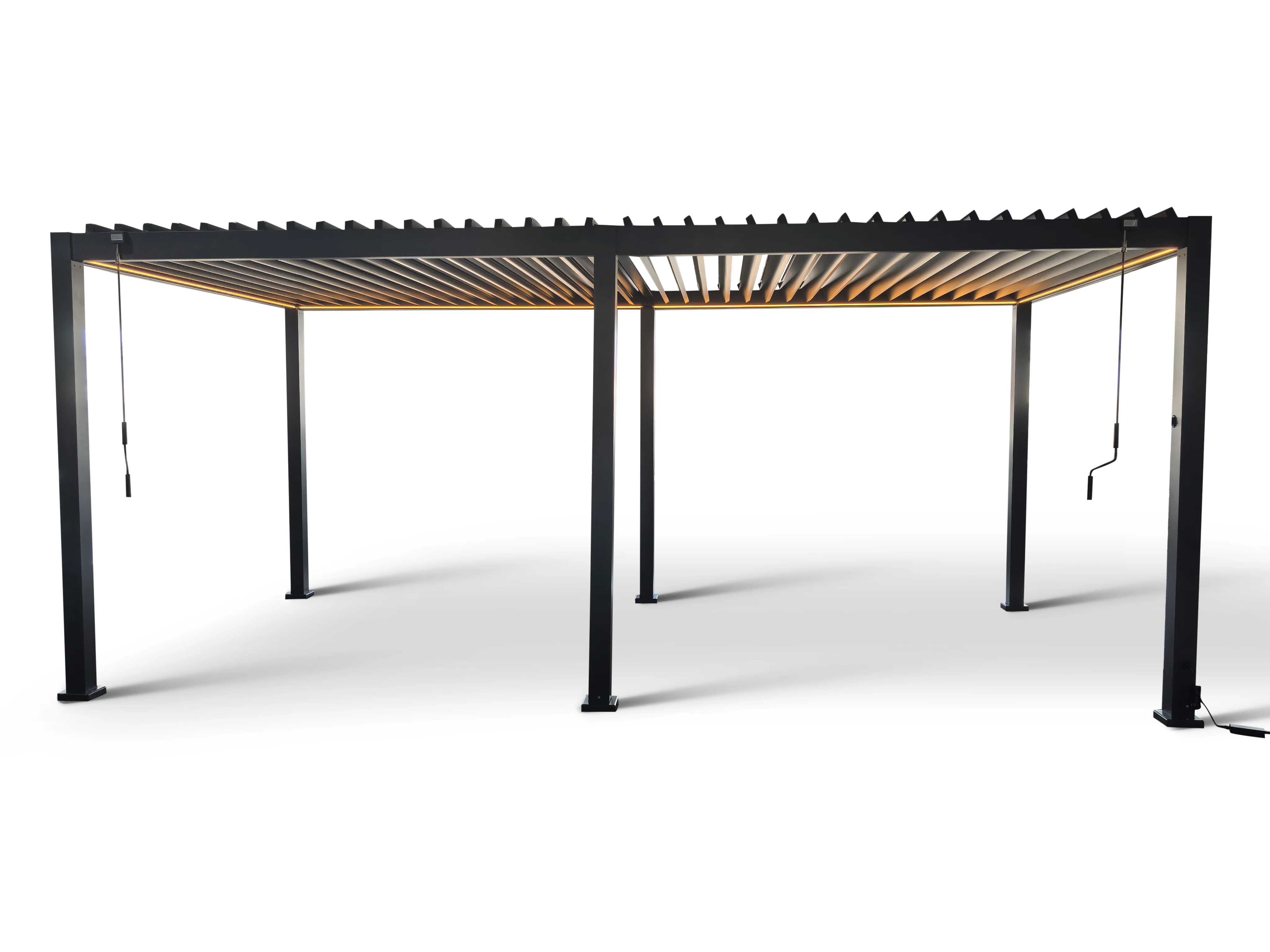 LuxShade™ 3×6m Aluminium Pergola with LEDs, Double-Layered Louvred Roof - Image 9