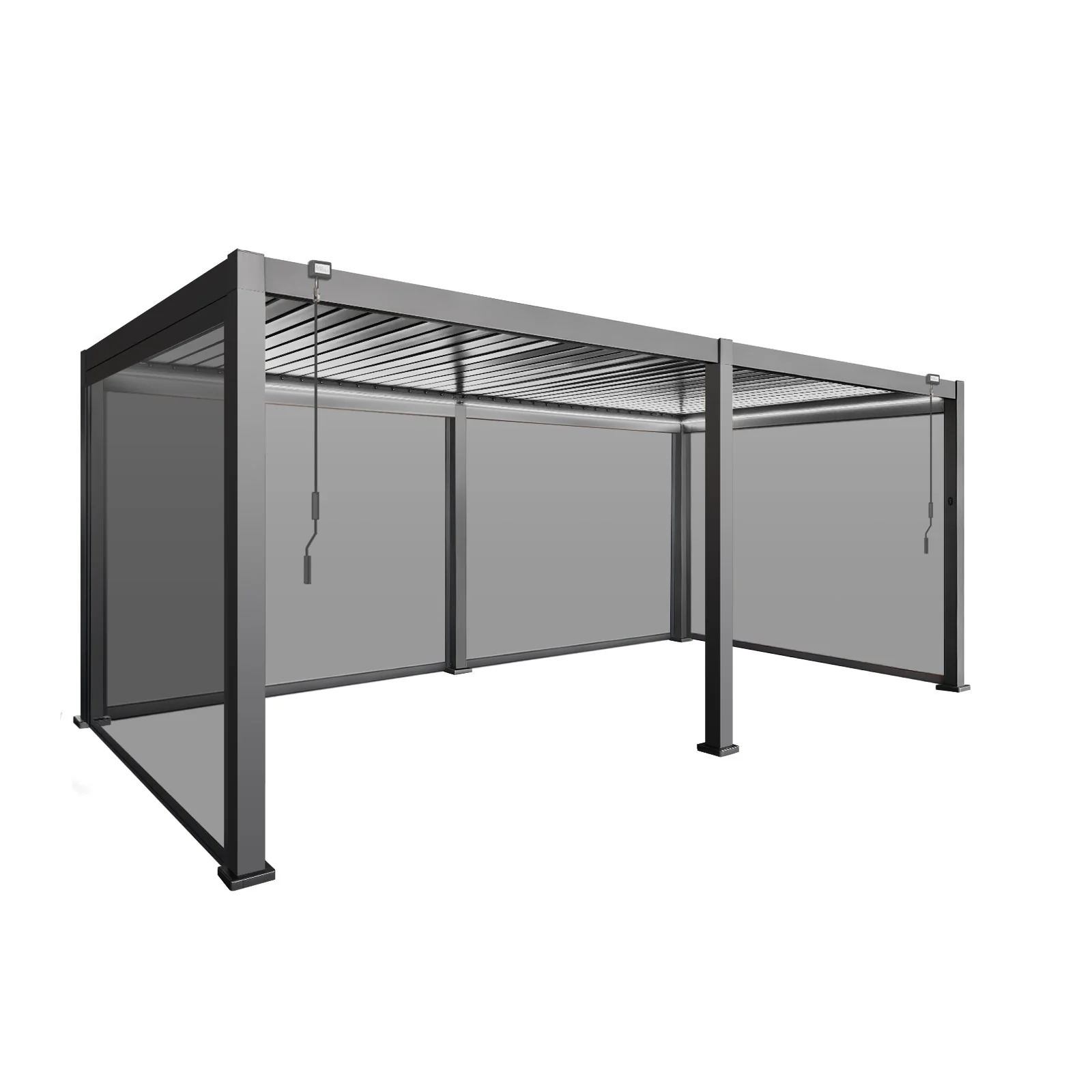 LuxShade™ 3×6m Aluminium Pergola with LEDs, Double-Layered Louvred Roof & Blinds - Image 10
