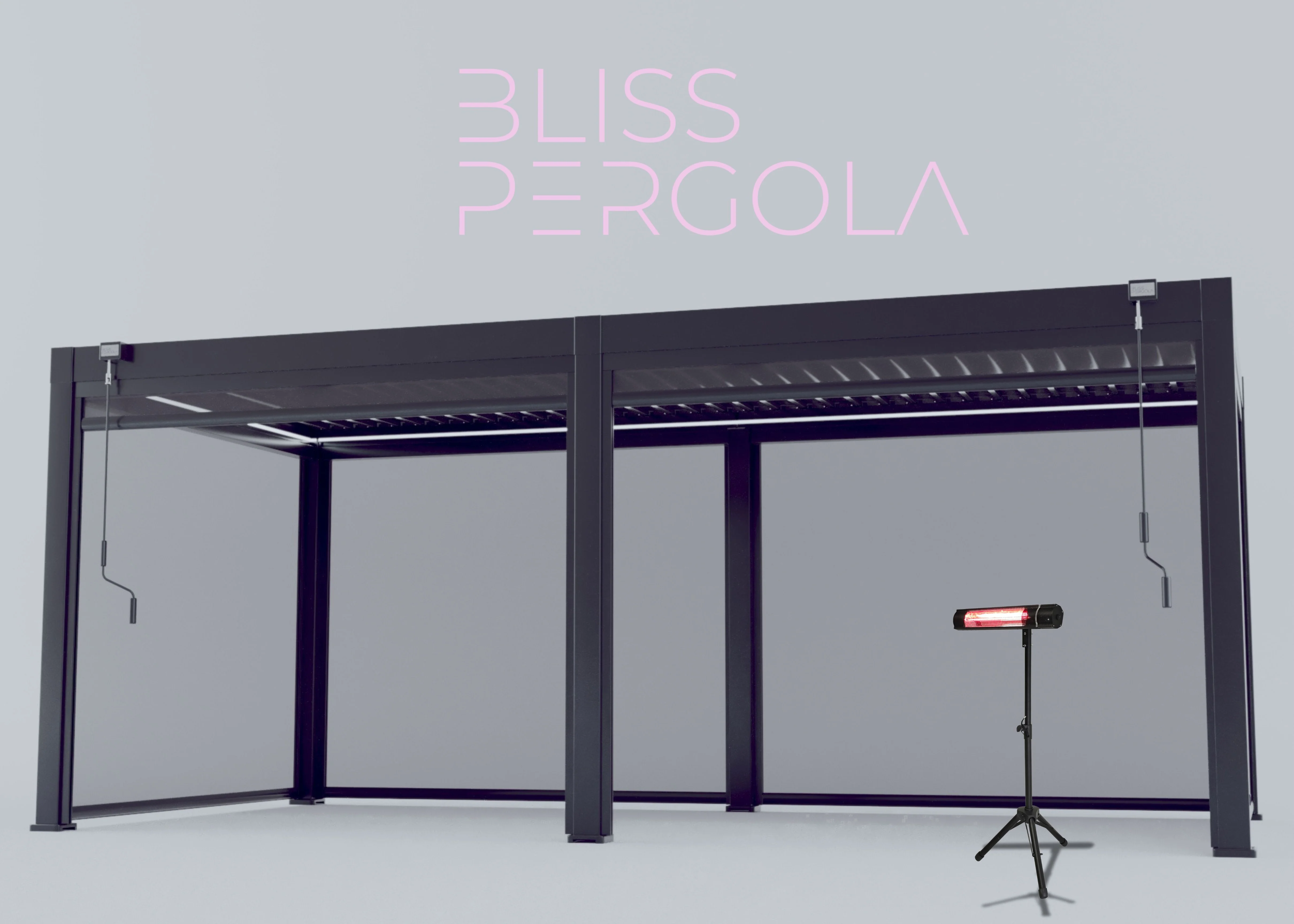 LuxShade™ 3×6m Aluminium Pergola with LEDs, Double-Layered Louvred Roof & Blinds - Image 7
