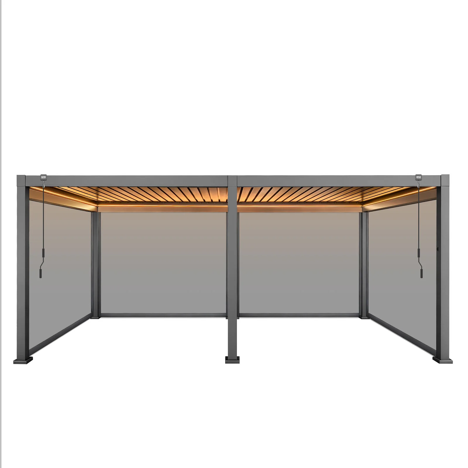 LuxShade™ 3×6m Aluminium Pergola with LEDs, Double-Layered Louvred Roof & Blinds - Image 9