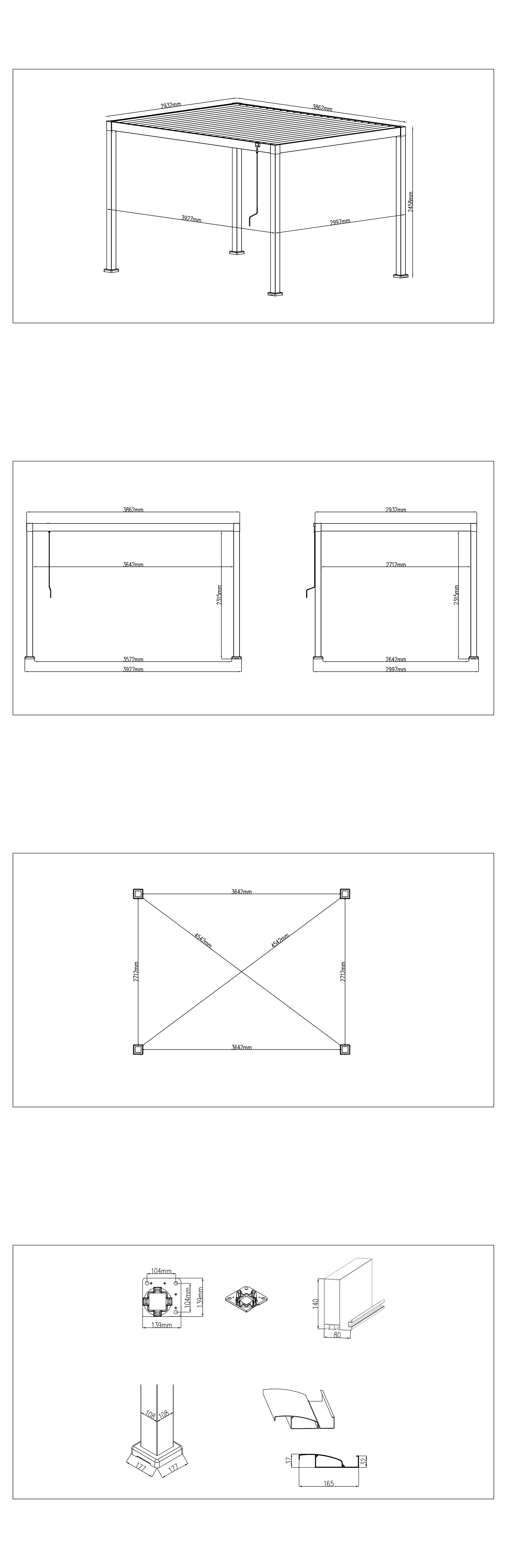LuxShade™ 3×4m Aluminium Pergola with LEDs, Double-Layered Louvred Roof - Image 20
