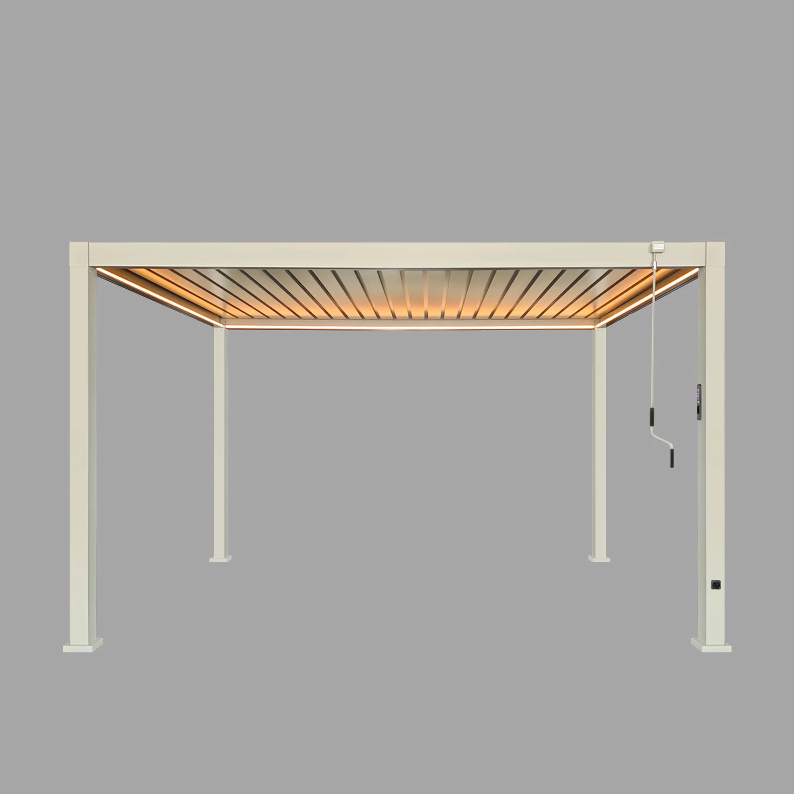 LuxShade™ 3×4m Pebble Aluminium Pergola with LEDs, Double-Layered Roof - Image 6