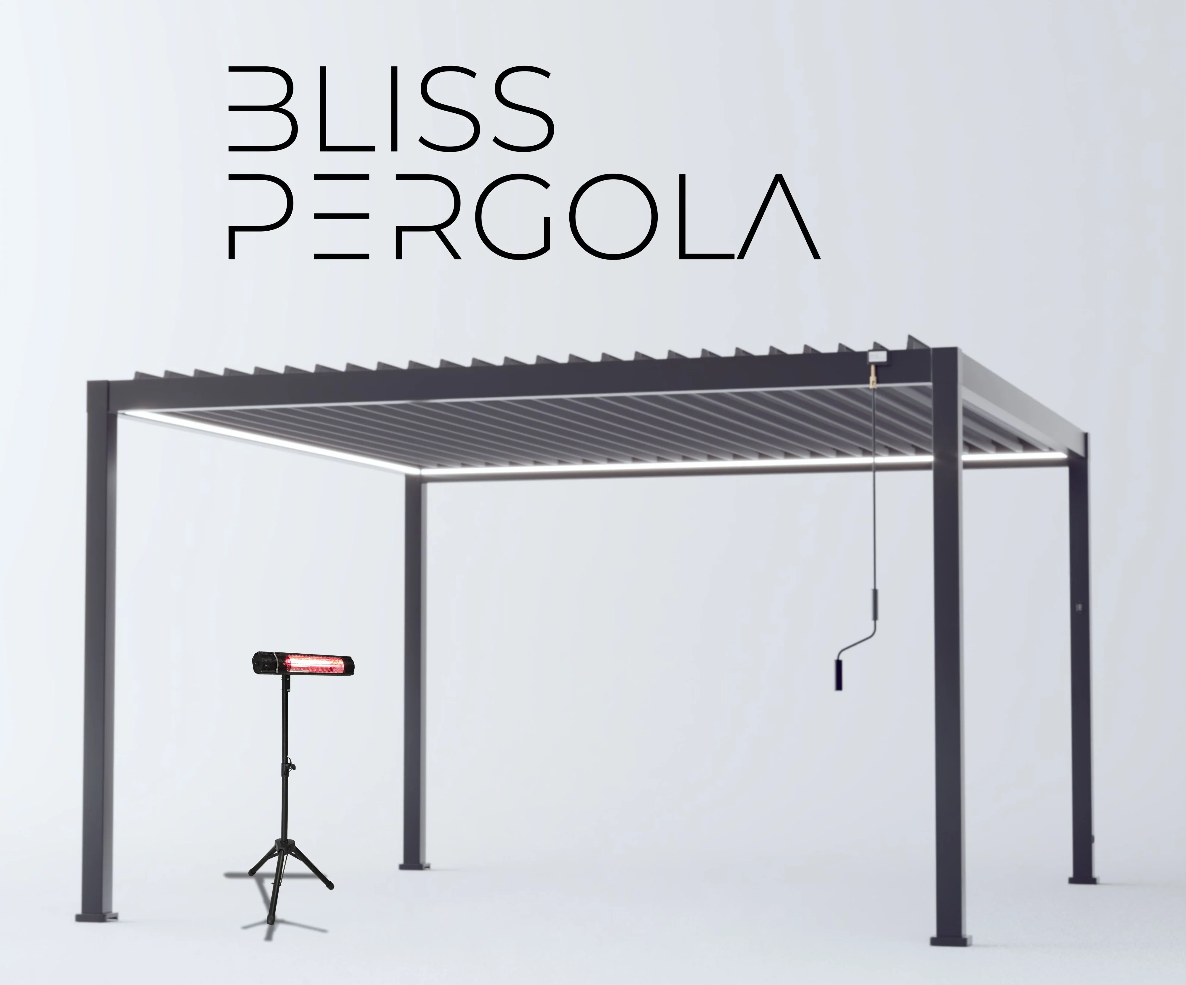 LuxShade™ 4×4m Aluminium Pergola with LEDs, Double-Layered Louvred Roof - Image 3