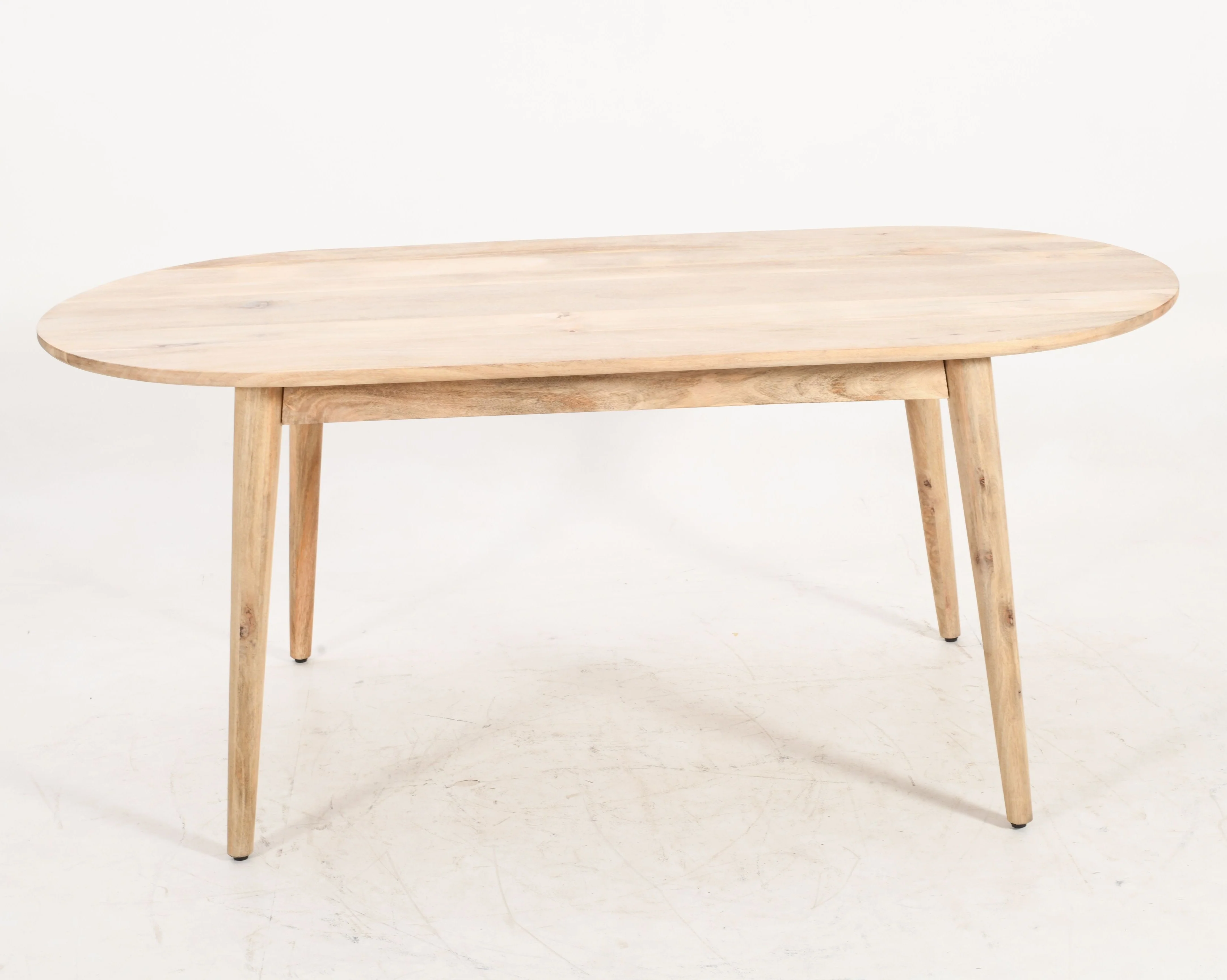 Malmo Solid Mango Wood Curved Dining Table - 180 x 90 x 76cms - Image 4