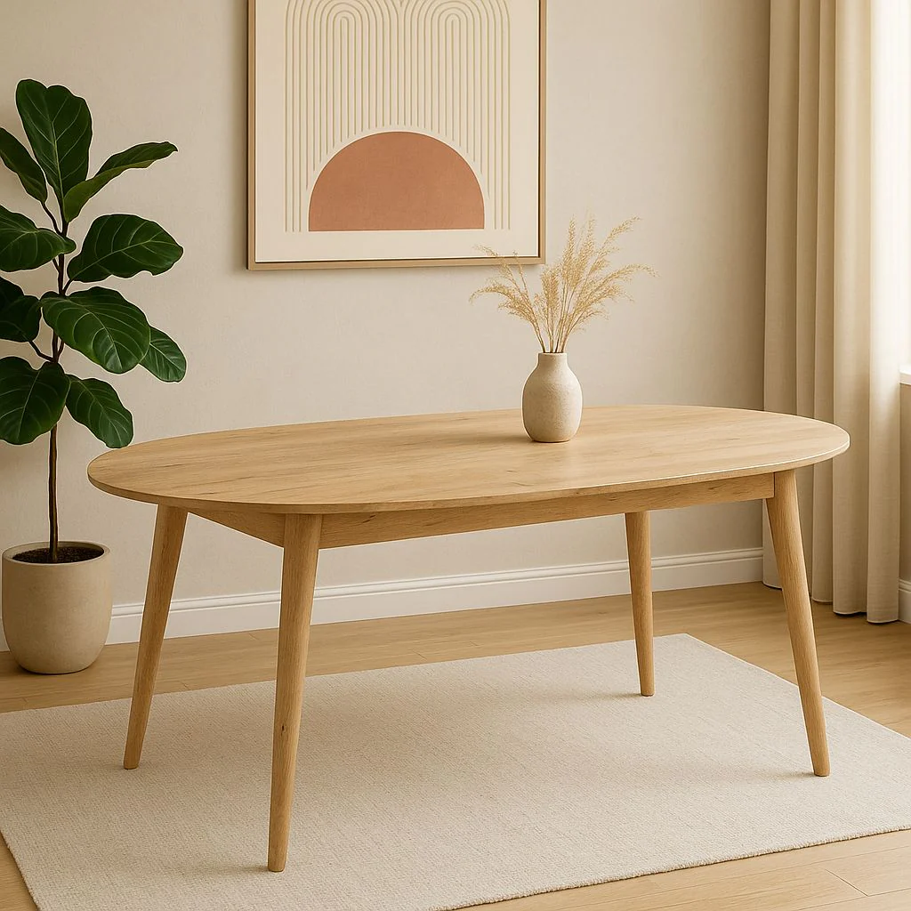 Malmo Solid Mango Wood Curved Dining Table - 180 x 90 x 76cms - Image 6