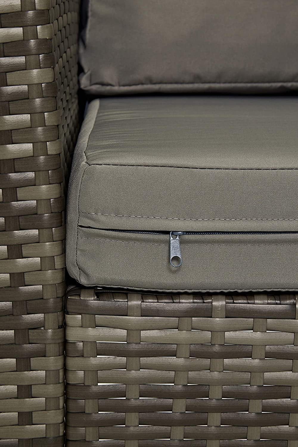 Miami Rattan Garden Furniture Set - Left Hand Corner Sofa | Mixed Grey / Dark - Image 5
