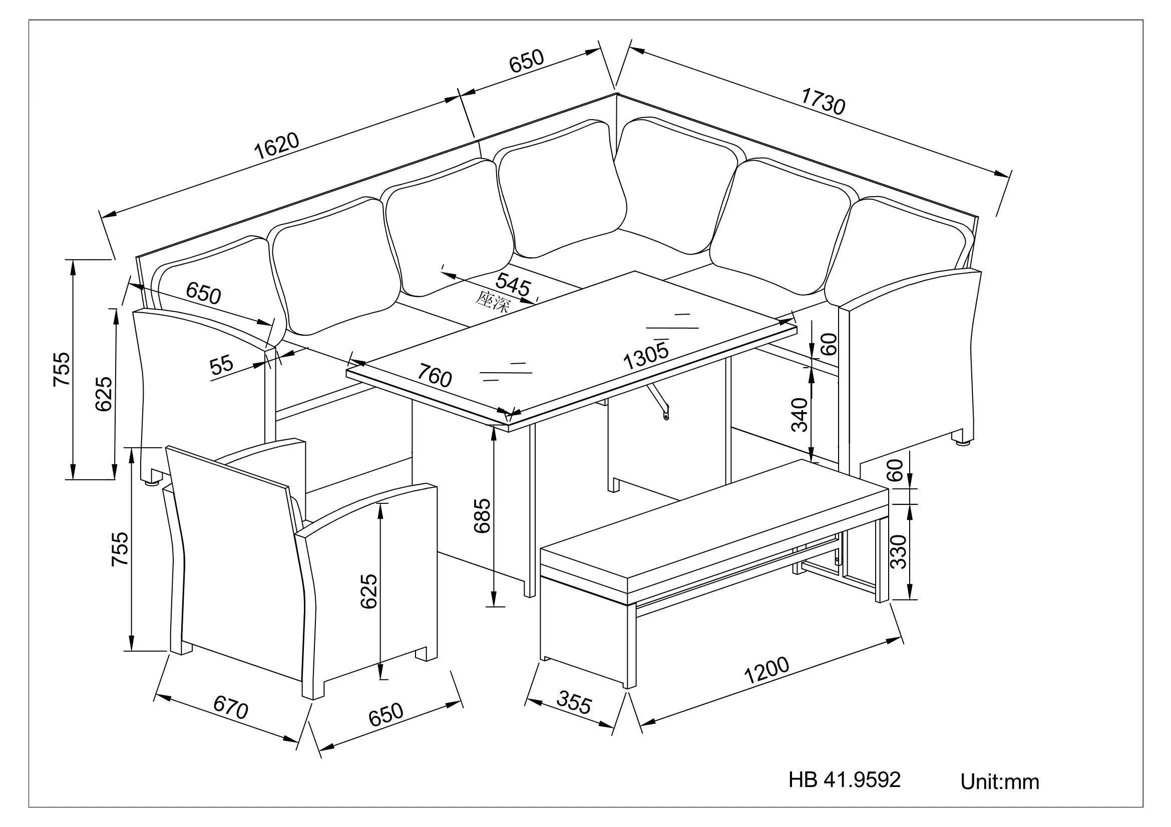 Miami Rattan Garden Furniture Set - Right Hand Corner Sofa | Mixed Grey / Dark - Image 3