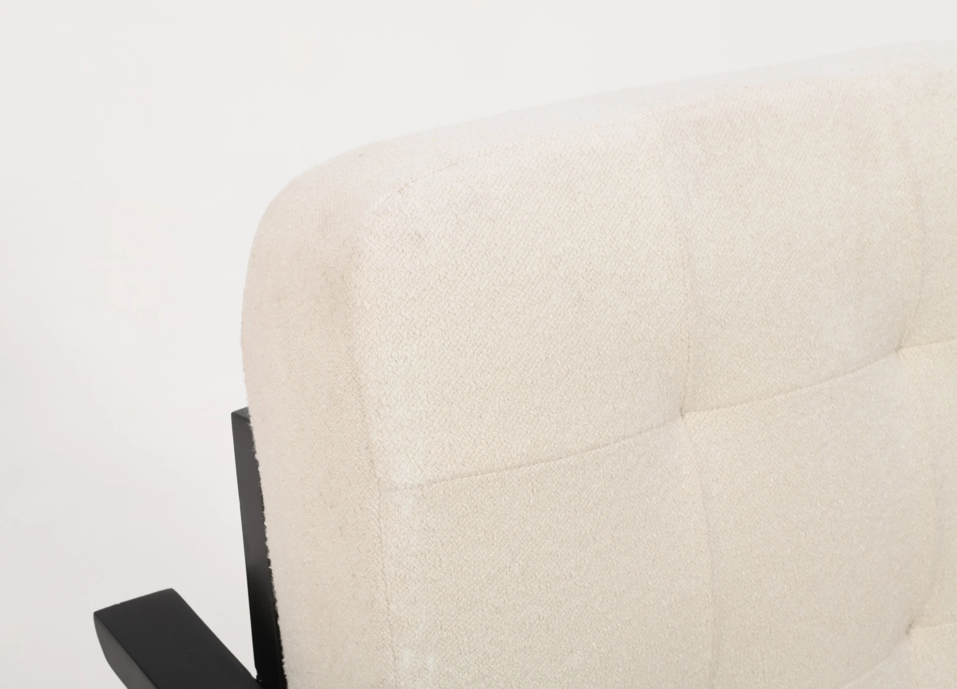 Mid Century Rattan Accent Chair - Solid Acacia Wood & Off White Boucle Fabric - Image 8