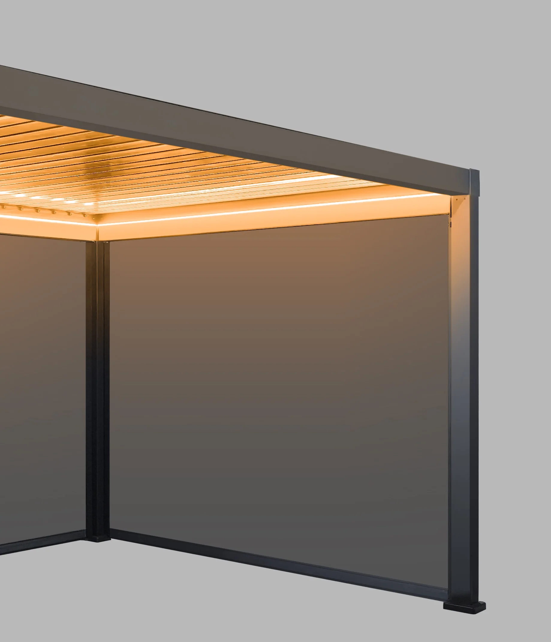 LuxShade™ 3×3m Aluminium Pergola with LEDs, Double-Layered Louvred Roof & 3 Blinds - Image 12