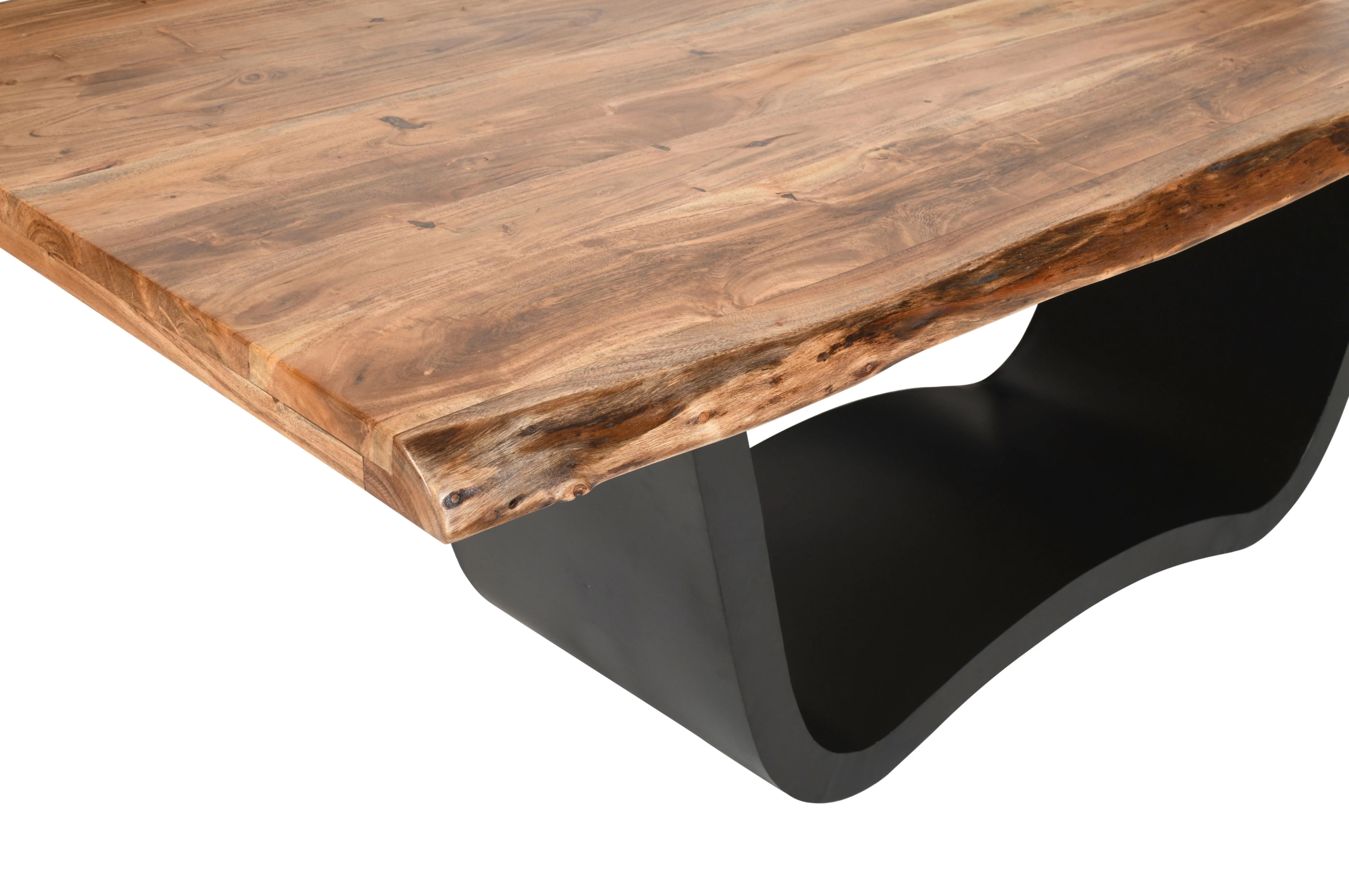 Premium Solid Acacia Wood Live Edge Dining Table | Iron W Base - 200 CMS - Image 3