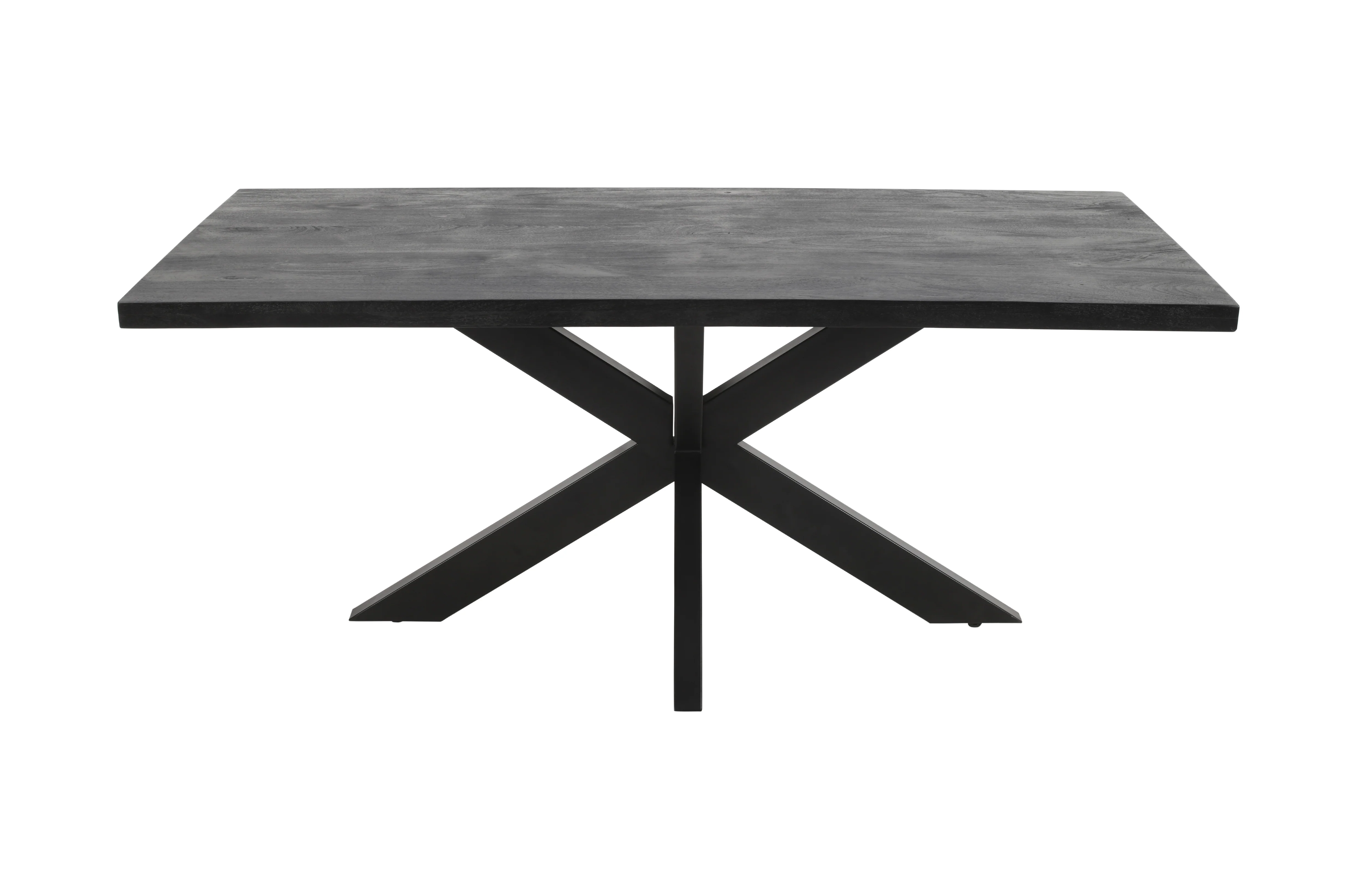 Rectangle Solid Mango Wood (Black Stained) Dining Table | Black Iron X Base - 160cms - Image 5