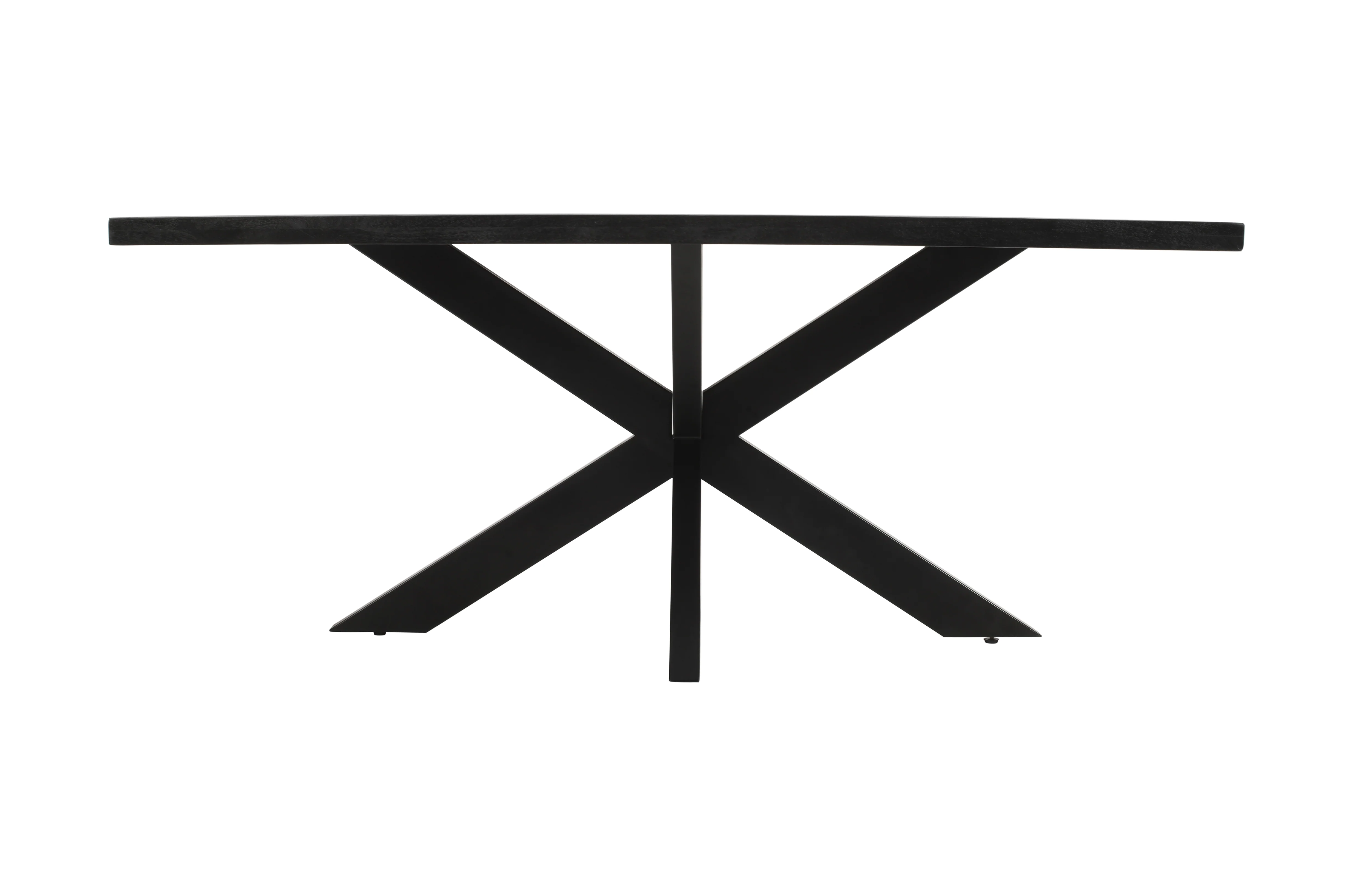 Rectangle Solid Mango Wood (Black Stained) Dining Table | Black Iron X Base - 160cms - Image 6