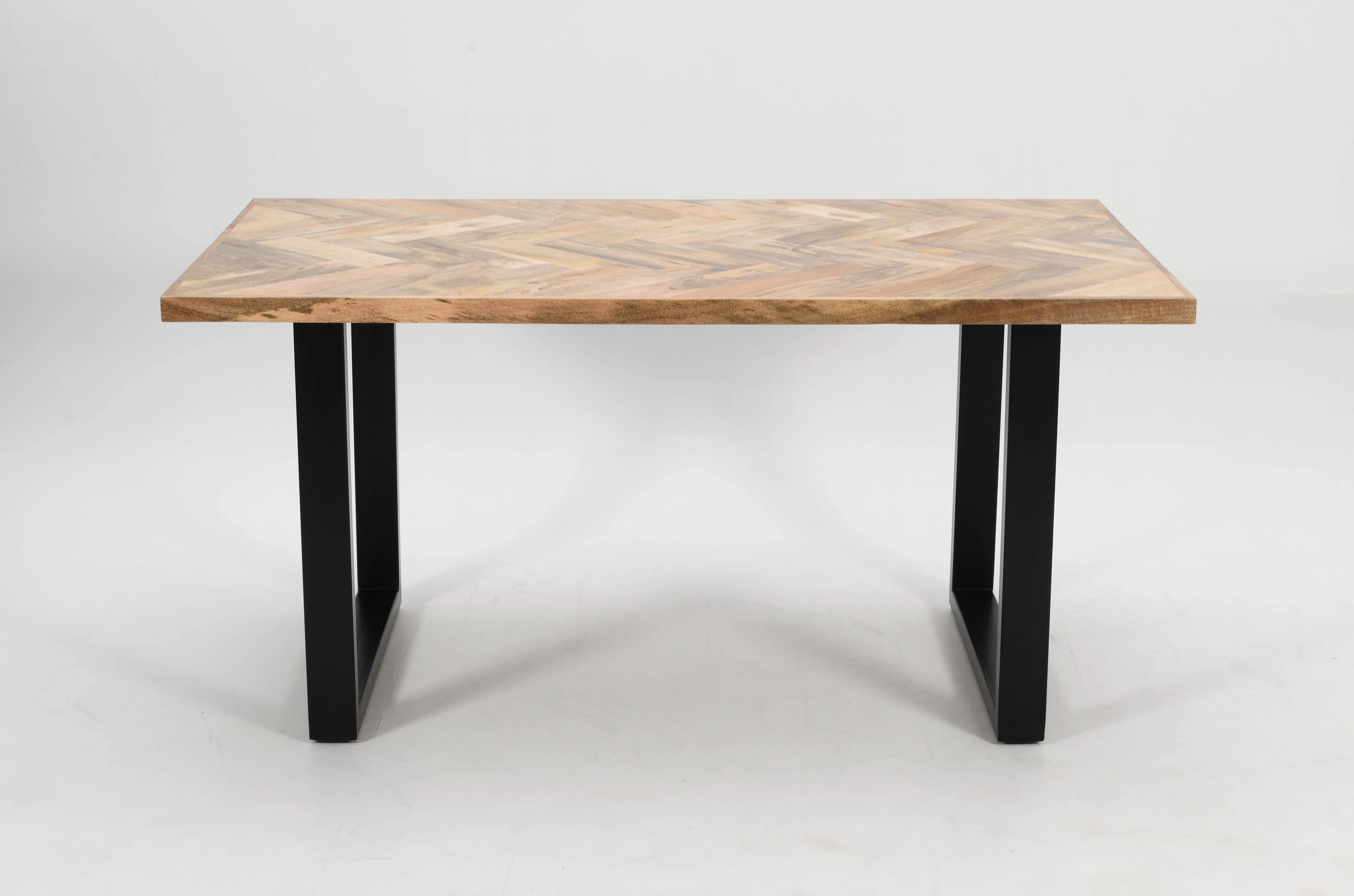 Rectangle Solid Mango Wood Dining Table | Herringbone Design - 160cms - Image 7