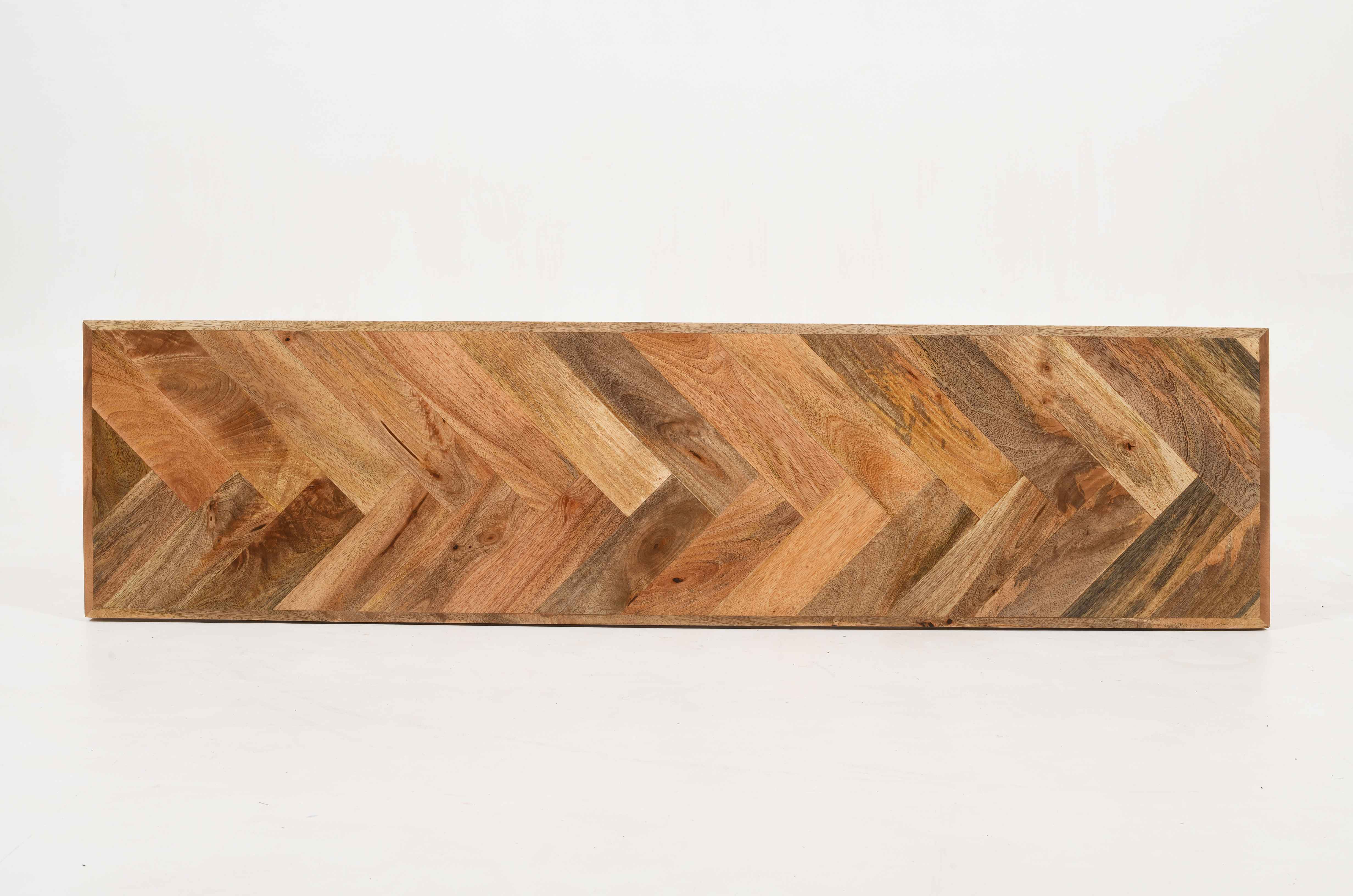 Solid Mango Wood Dining Bench Herringbone Design - 160cms - Image 3