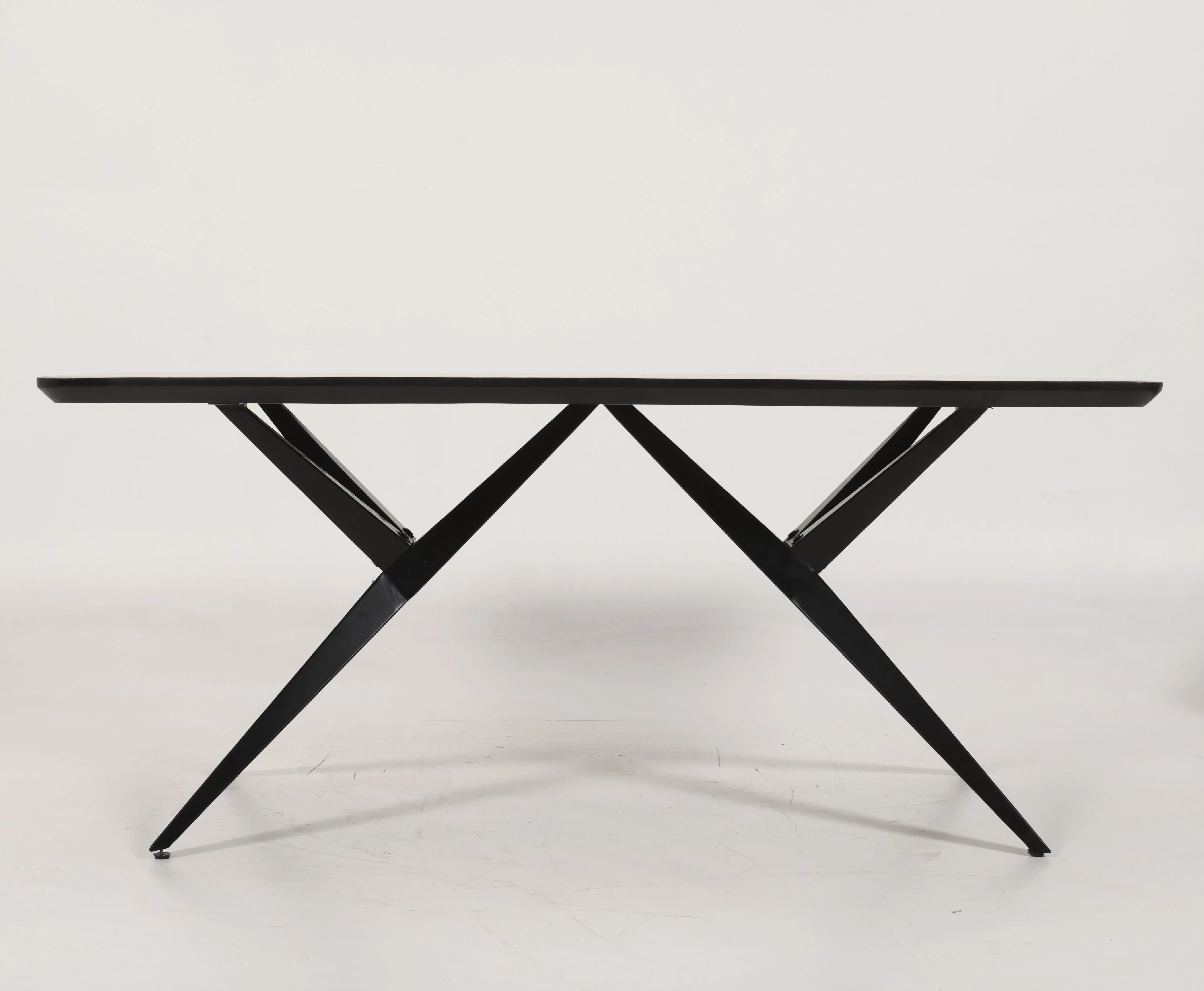 Solid Mango Wood Herringbone Curved Dining Table | Airloft Legs - 180cms - Image 6