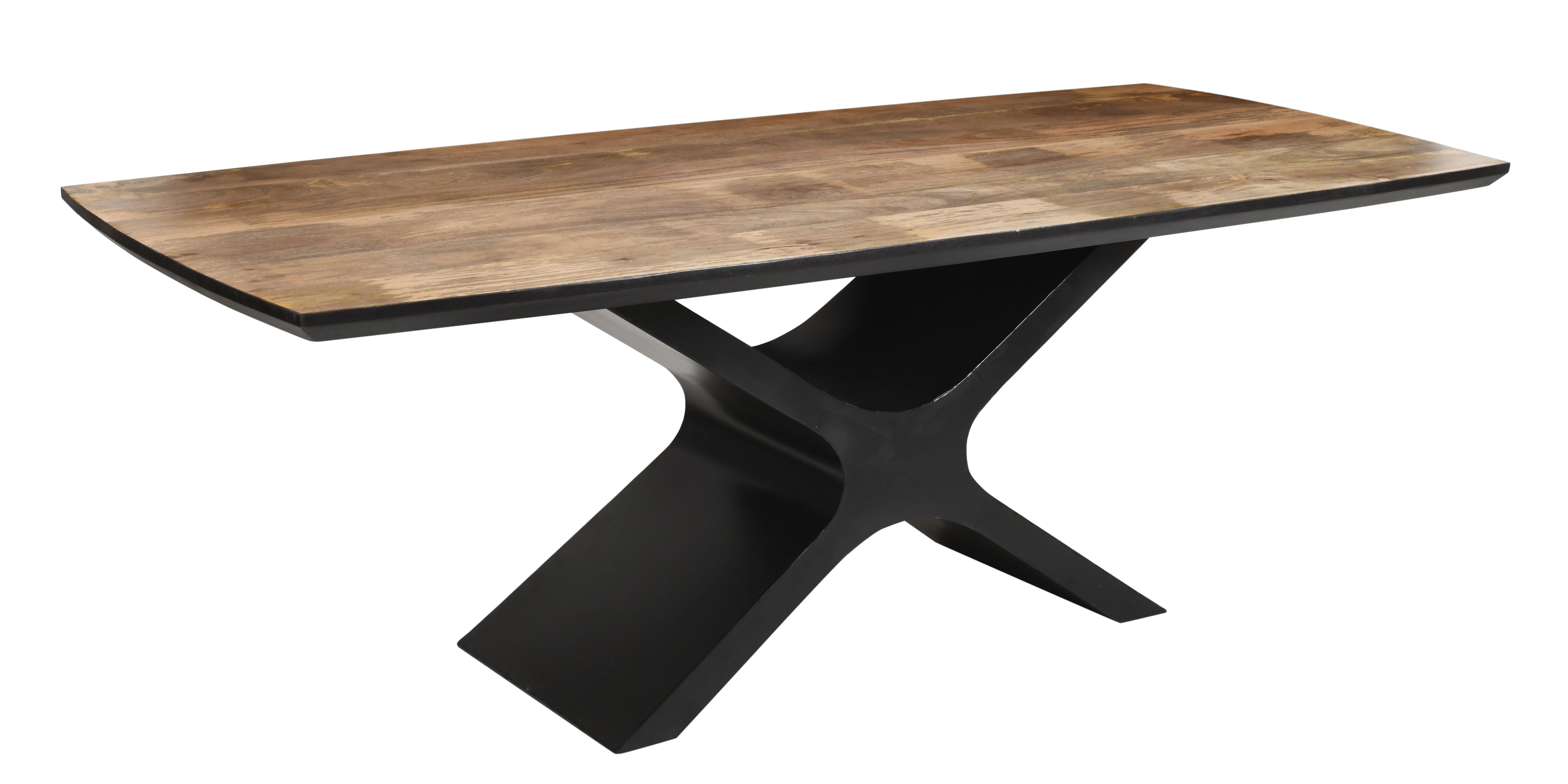 Premium Solid Mango Wood Curved Dining Table | X Base - 200 CMS - Image 3